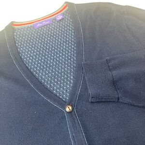 Alan Flusser Merino Wool Blend Cardigan Sweater Sz XXL Preppy Academia Heritage